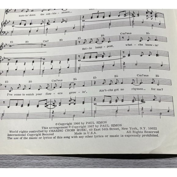Vintage Sheet Music The 59th Street Bridge Song Feelin Groovy by Paul Simon 1966 - Picture 3 of 4